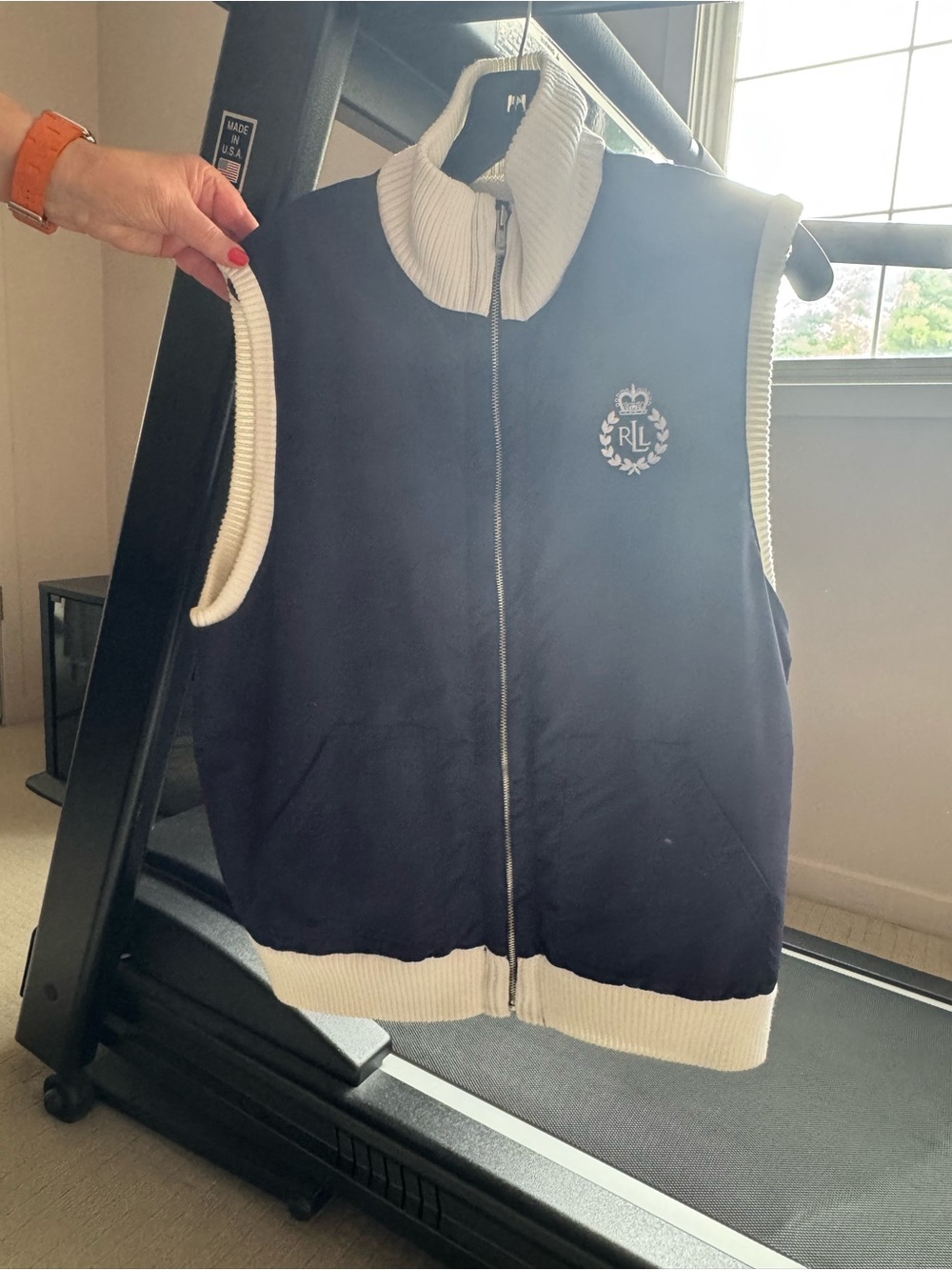 Ralph Lauren Navy Vest with White Trim and Crest